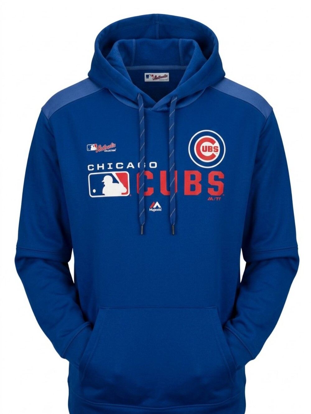 Chicago Cubs Majestic Authentic Men's Large Blue Hoodie Pullover MLB Baseball